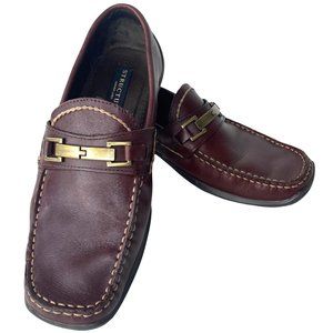 Structure Men's Marathon Cordovan Leather Driving Loafers with Buckle Accent Siz
